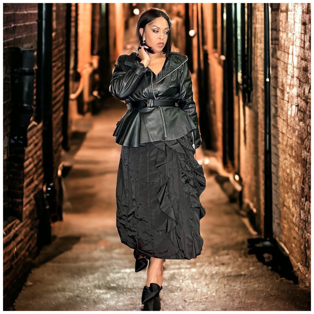 LEATHER PEPLUM JACKET